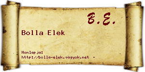 Bolla Elek névjegykártya